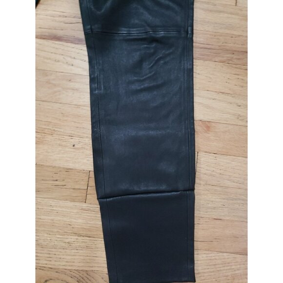 Theory Pants Black Lamb Adbelle Leather Stretch  Leggings Size 8 Elastic Waist - Picture 5 of 13